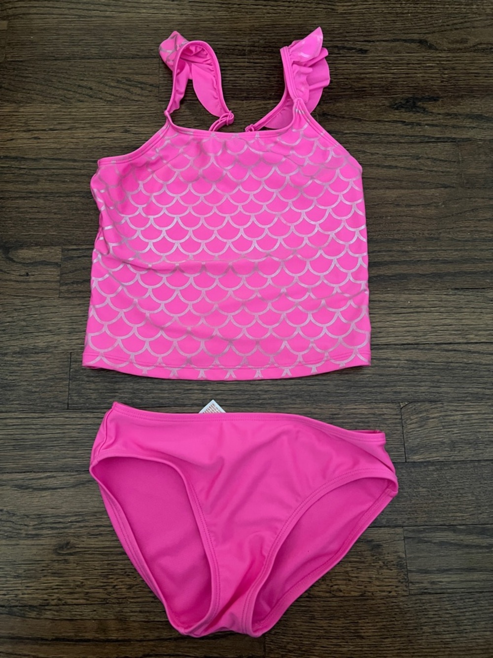 Cat & Jack Hot Pink Ruffle-Shoulder Tankini Set